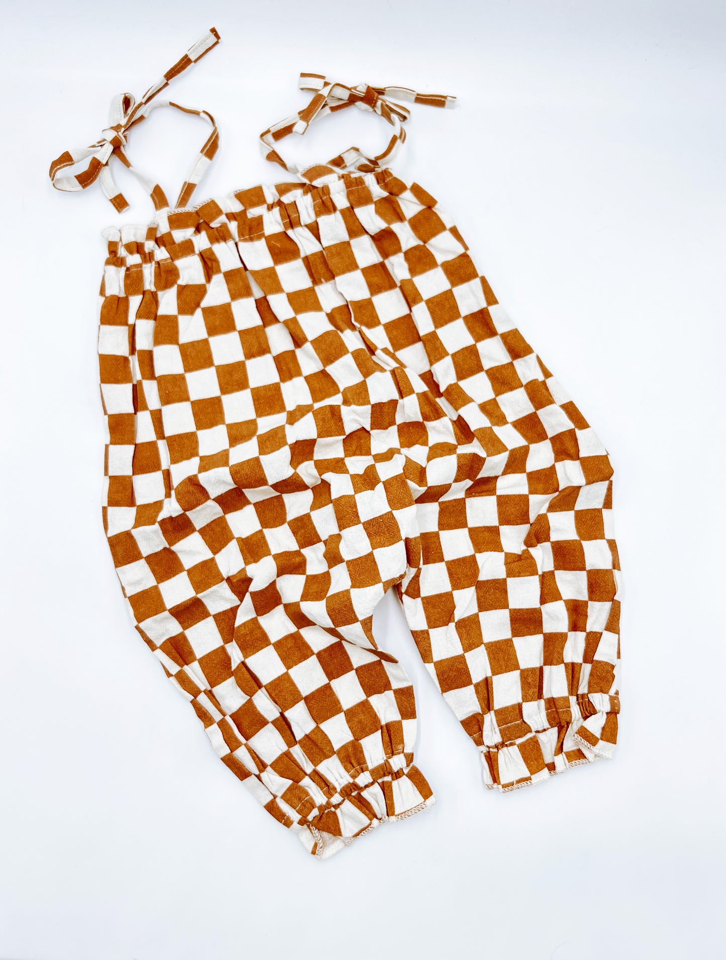 Self tie checkered jumper | rust