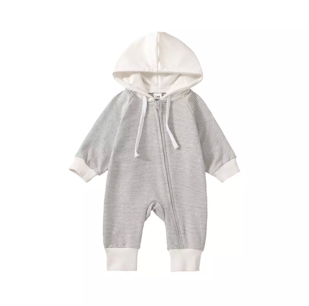 Hooded striped jumpsuit | grey