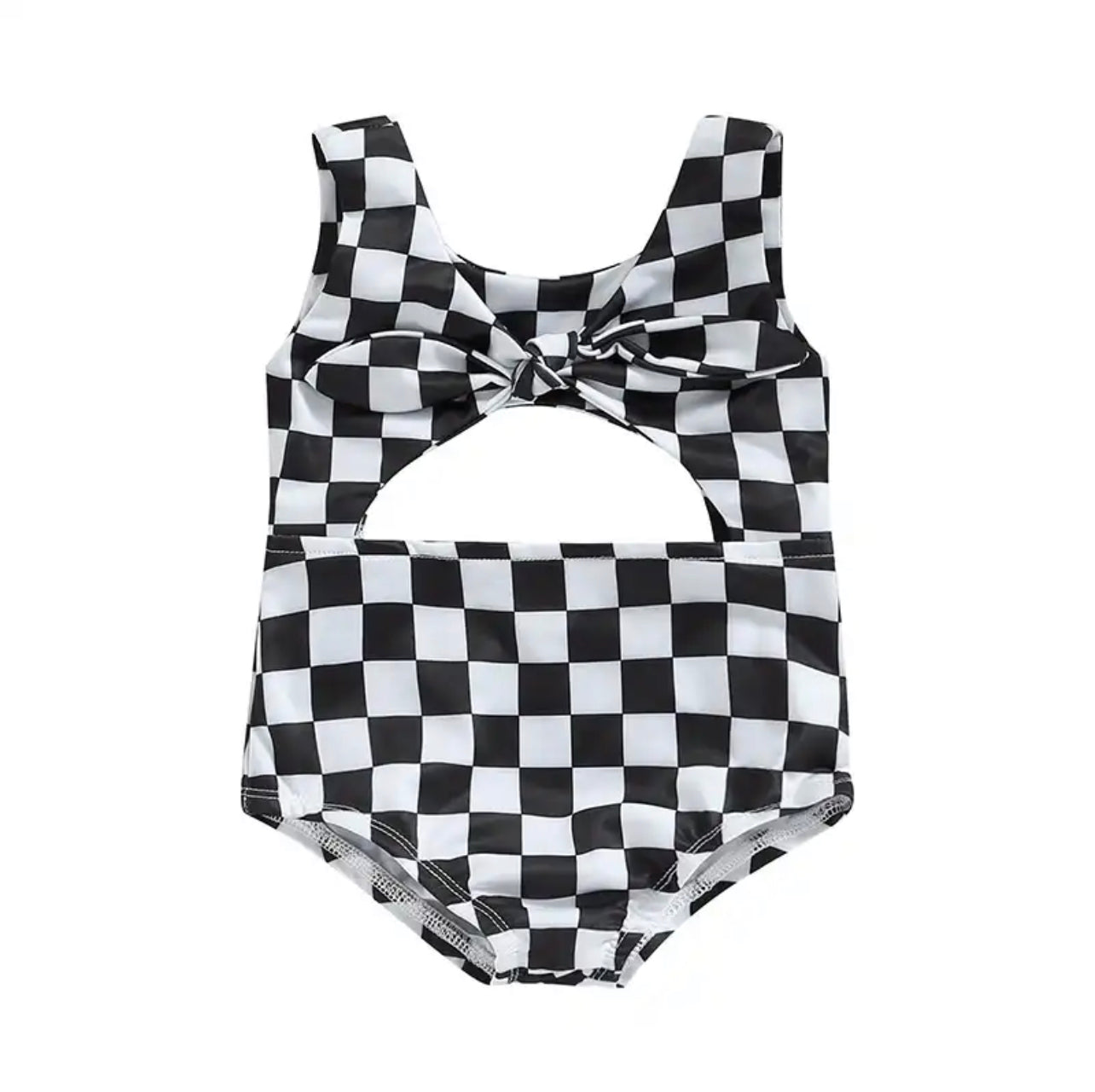 Black + white checkered swim suit