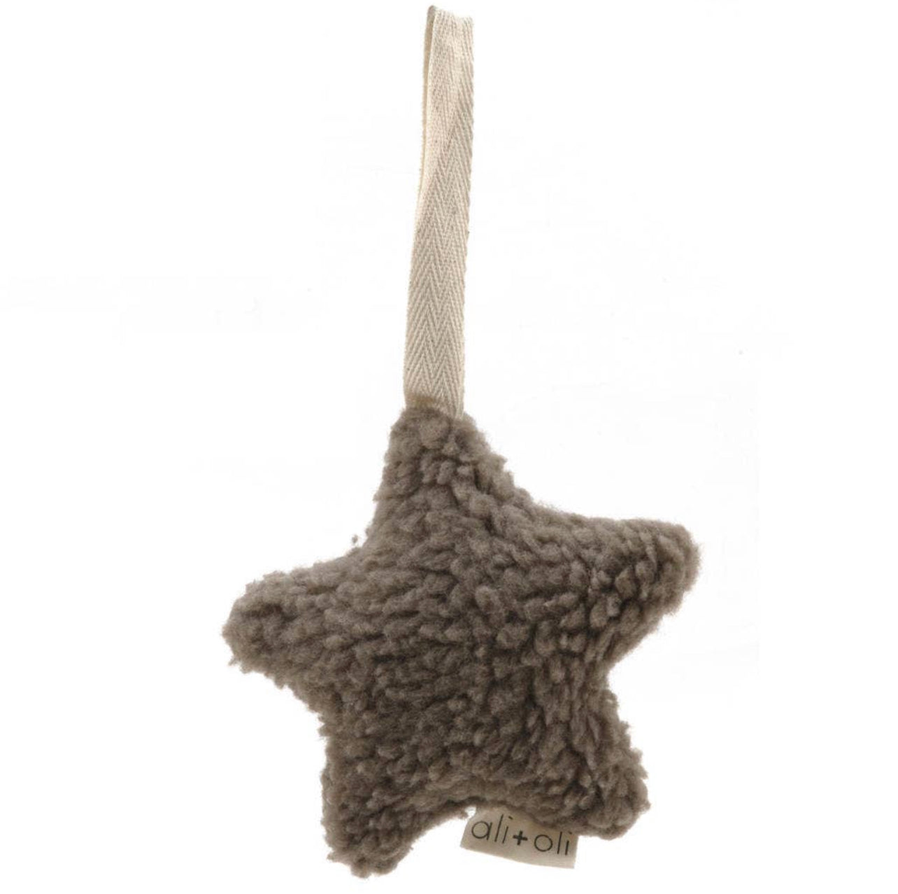 Plush star pacifier holder | taupe